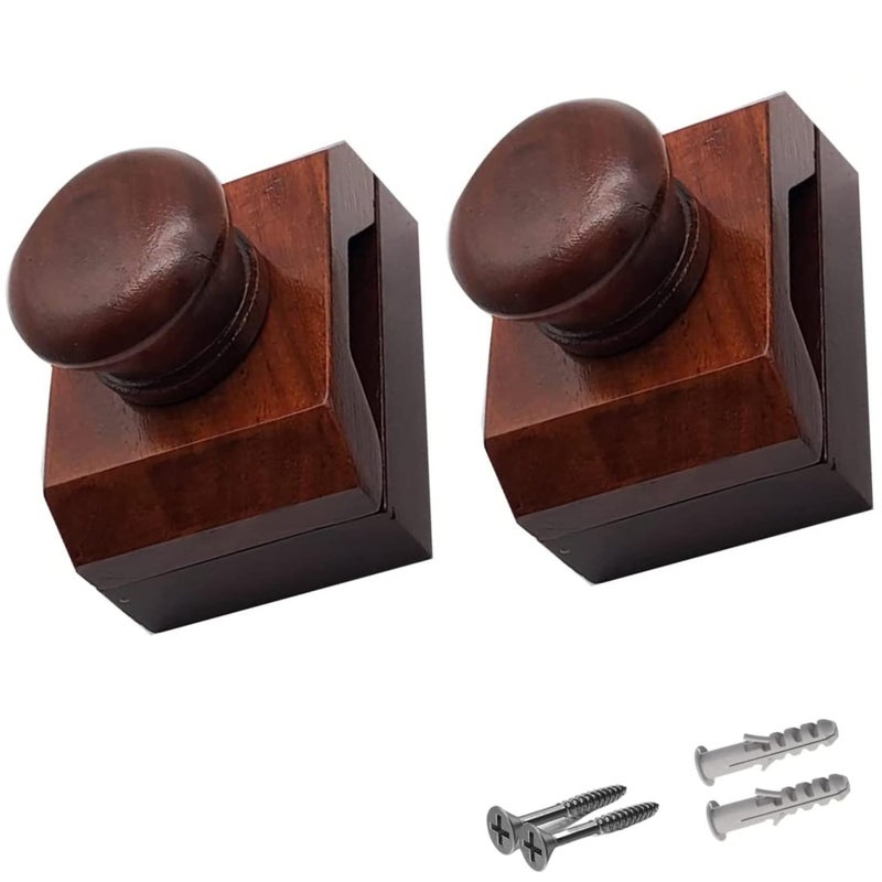 Wise Linkers Hinge Back Wooden Quilt Wall Hanger Handcrafted Wood Clips with Screws, 2 Clamp Tapestry & Textile Display Mount (Cherry Brown) - Image 1